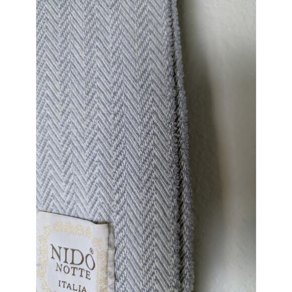 Nido Notte Italia (2) Grey Herringbone Cotton Blend Fringe Throw Blanket 50 x 52 - Picture 6 of 9